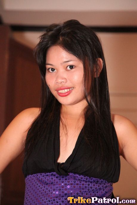 Asian teen Alona strips and shows her small tits and pink pussy