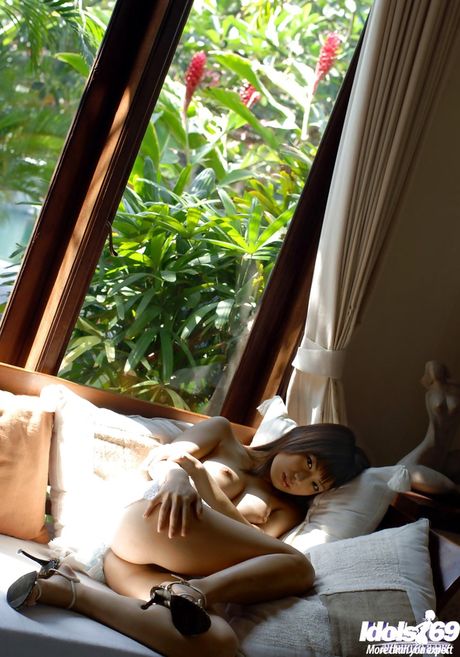 Luscious japanese teen Hikari Hino shows big titties and nice pussy